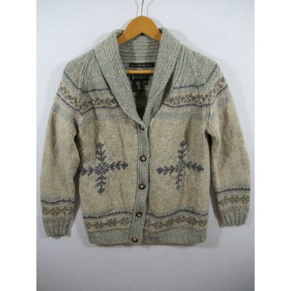 Eddie Bauer Sweaters - Eddie Bauer Legend Handknit Cardigan Sweater XS Merino Wool Mohair Snowflake